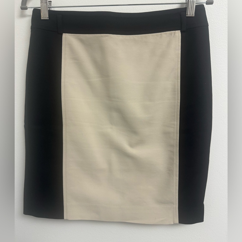 Ann Taylor Black & Cream Colorblock Pencil Skirt | Women's Career Office Skirt S